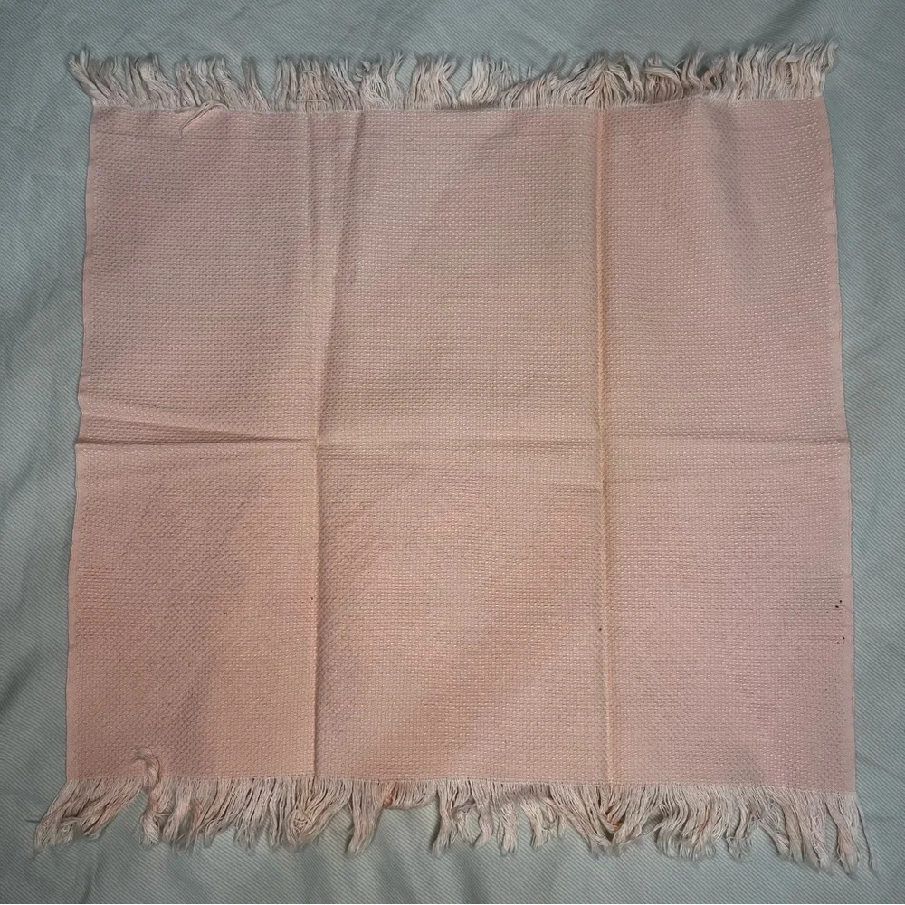 Vintage Set Huck Hand Guest Towel Embroidered Swedish Weaving Pink 13.5x16